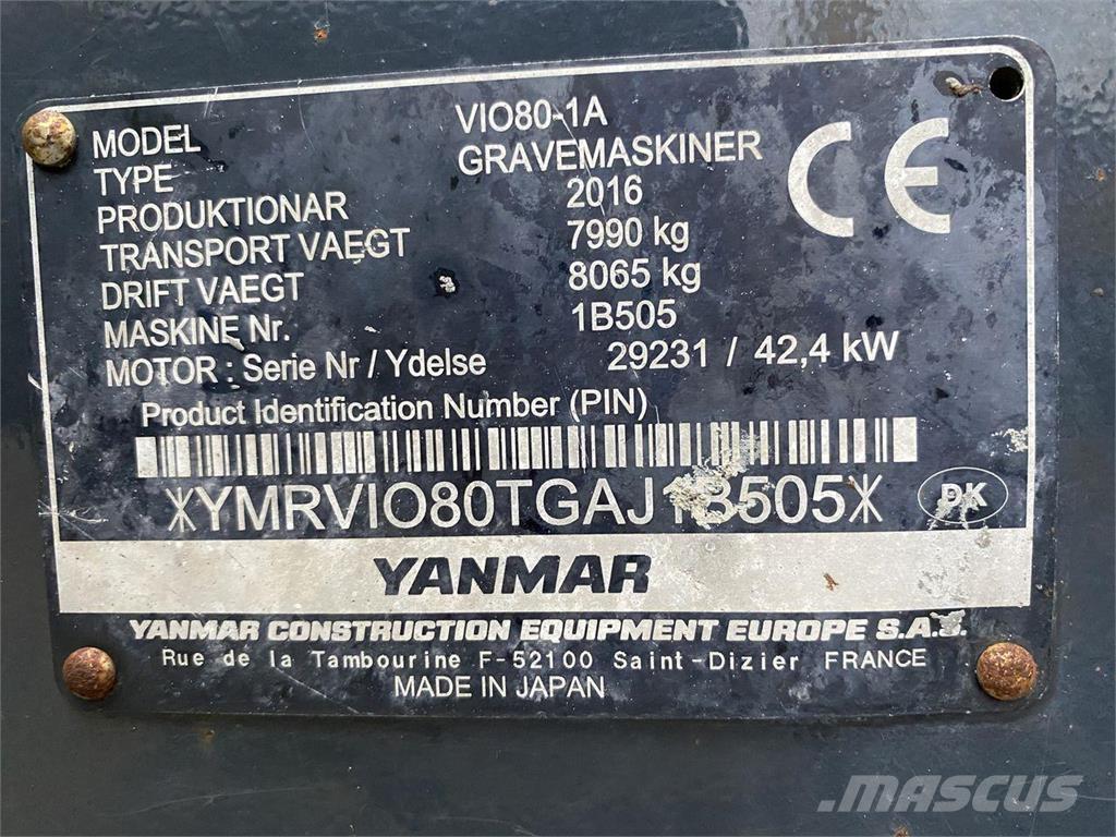 Yanmar VIO80-1A Escavatori gommati