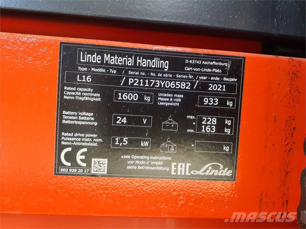 Linde L16i Transpallet uomo a terra