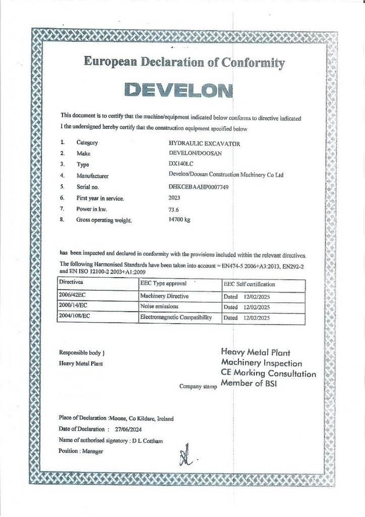 Develon DX140LC Escavatori cingolati