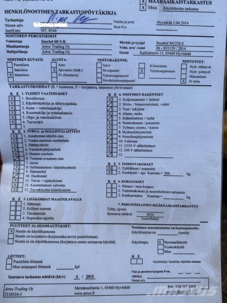 Snorkel M 1230 E Piattaforme a pantografo