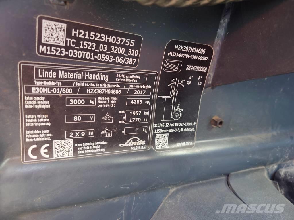 Linde E30/600HL/387 Carrelli elevatori elettrici