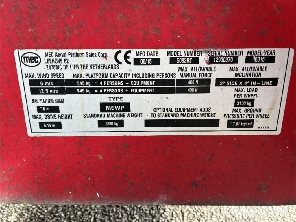 MEC 6092RT Piattaforme a pantografo