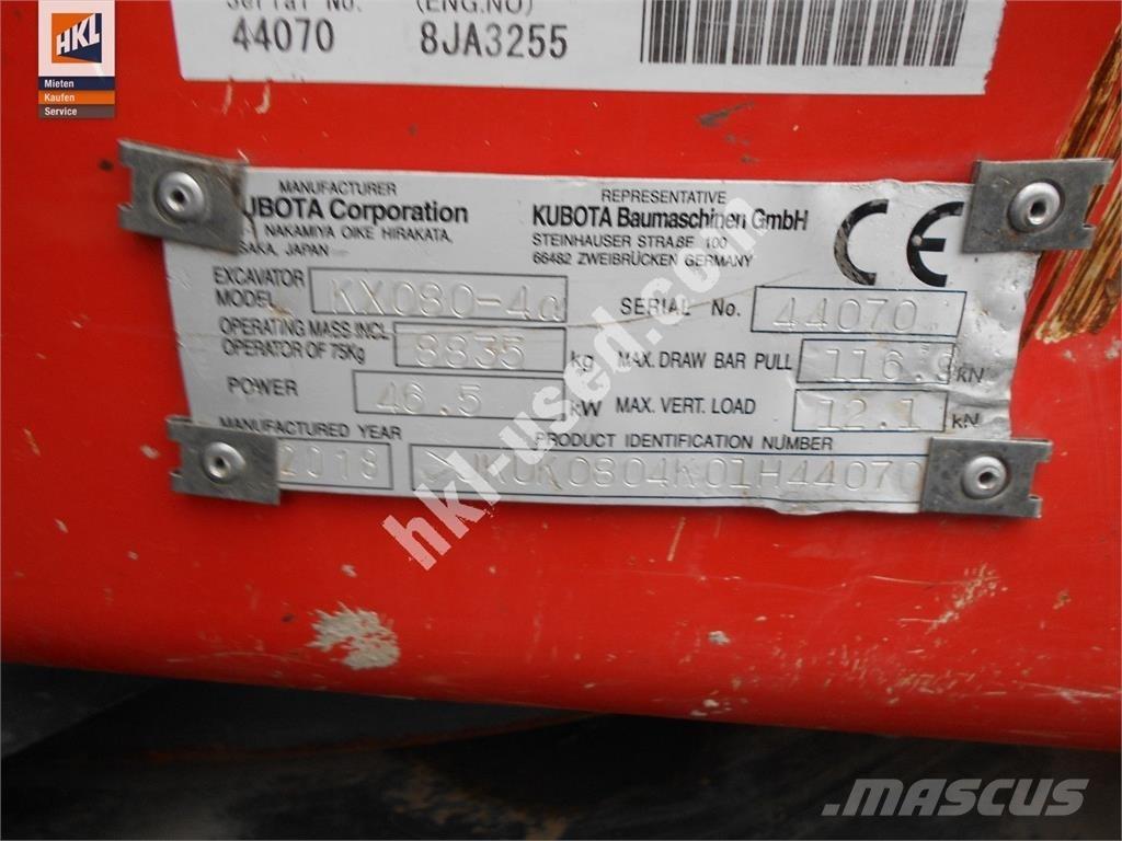 Kubota KX 080-4 Miniescavatori