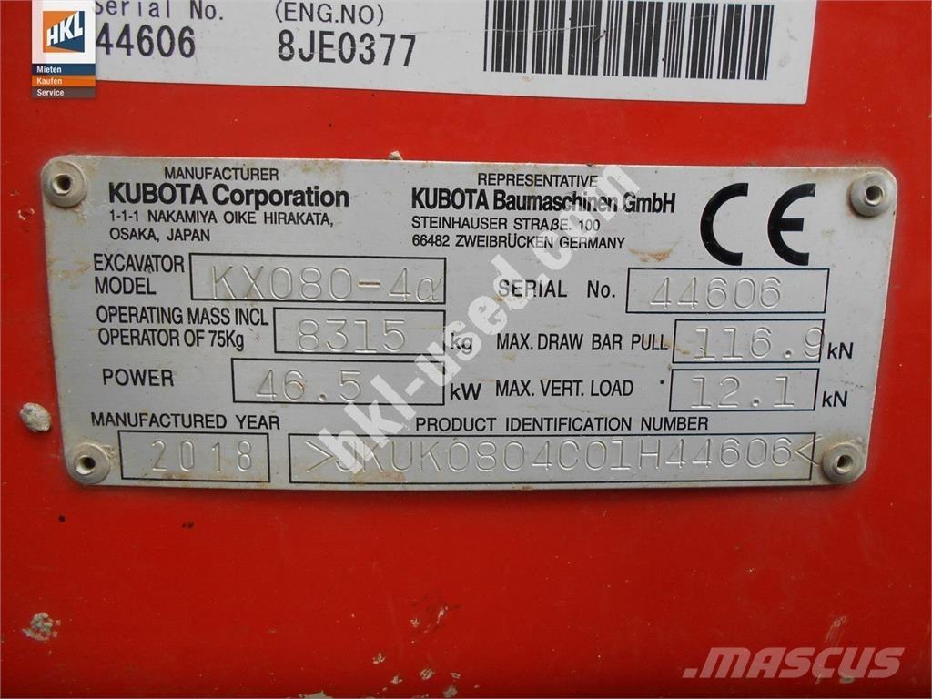 Kubota KX 080-4 Miniescavatori