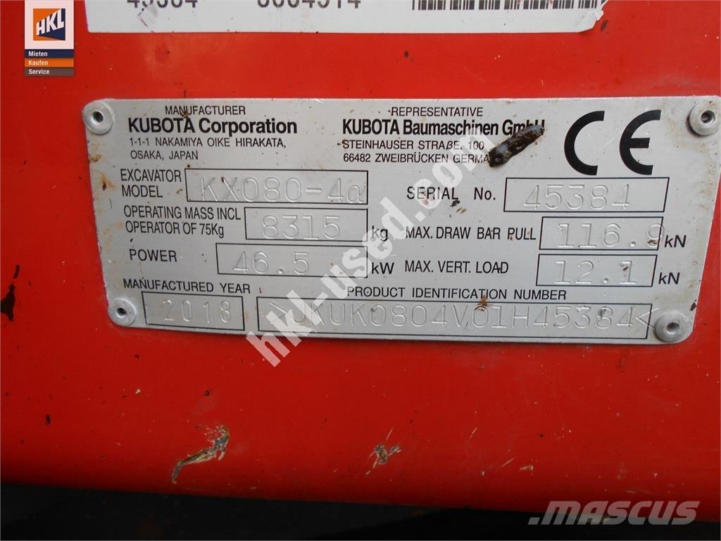 Kubota KX 080-4 Miniescavatori