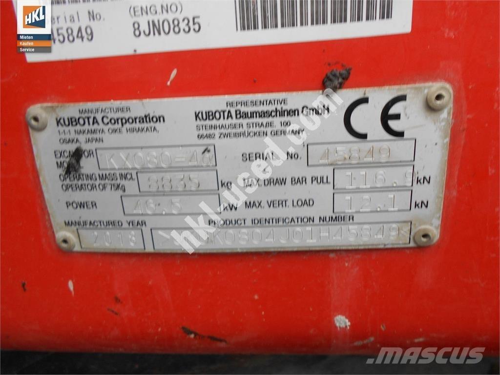Kubota KX 080-4 Miniescavatori