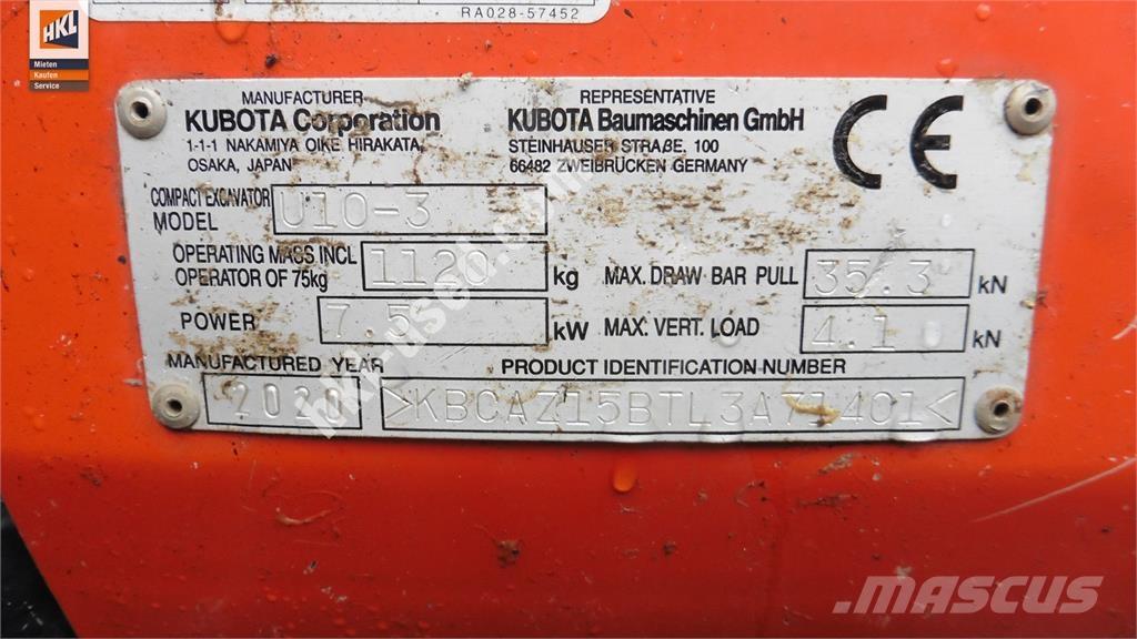 Kubota U 10-3 Miniescavatori