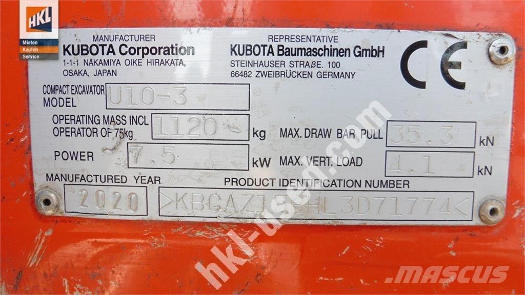 Kubota U 10-3 Miniescavatori