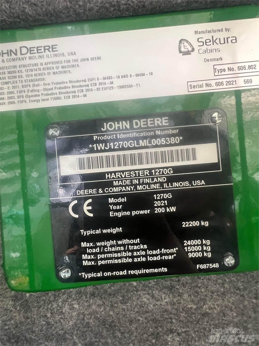 John Deere 1270G Abbattitrici, Disboscatrici