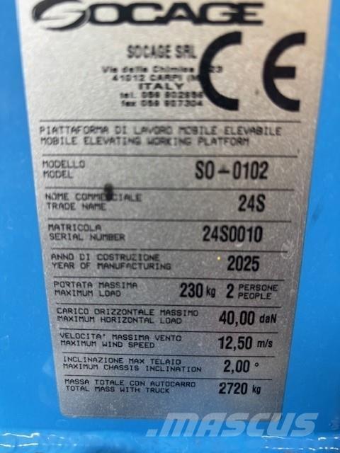 Socage 24S Piattaforme cingolate, Piattaforme a ragno e Montacarichi