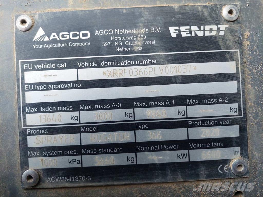 Fendt ROGATOR 366 Irroratrici trainate