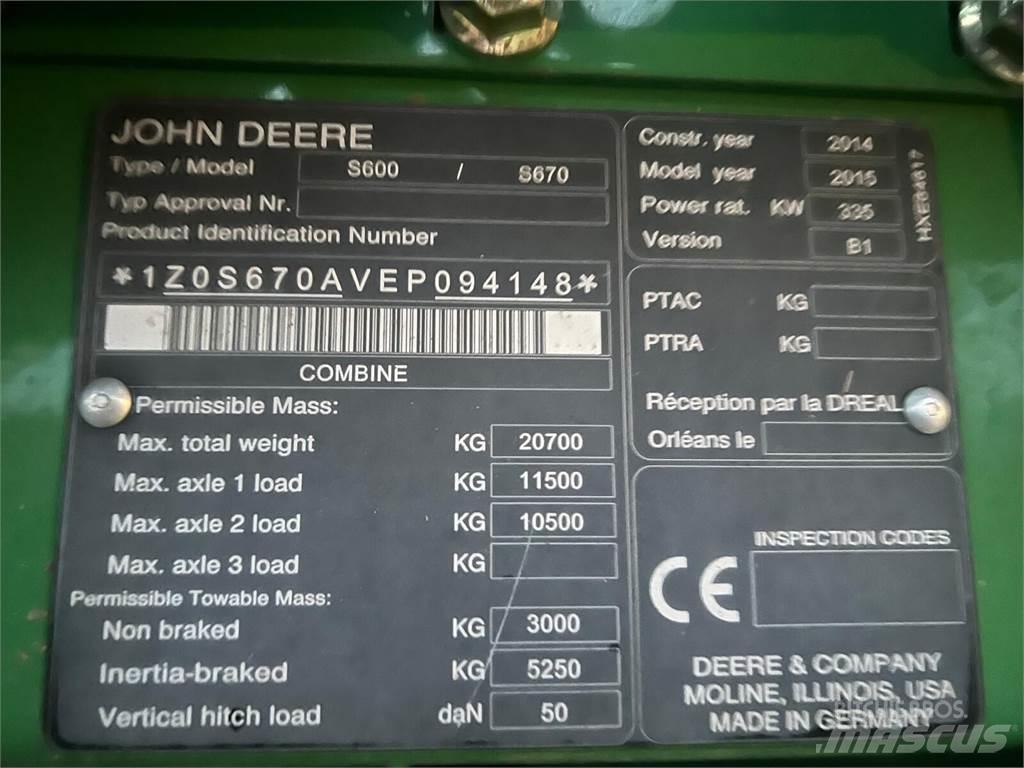 John Deere S670i Mietitrebbiatrici