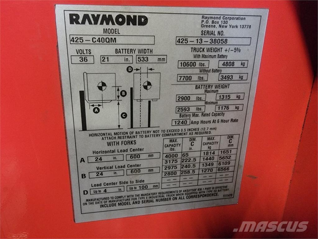 Raymond 425-C40QM Costruzioni - Altro