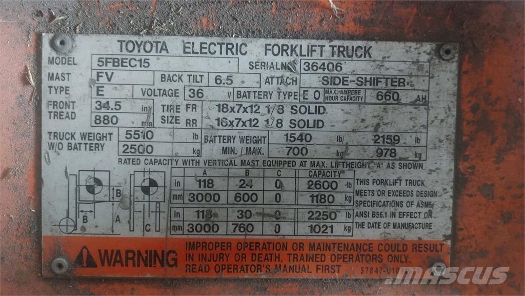 Toyota 5FBEC15 Costruzioni - Altro