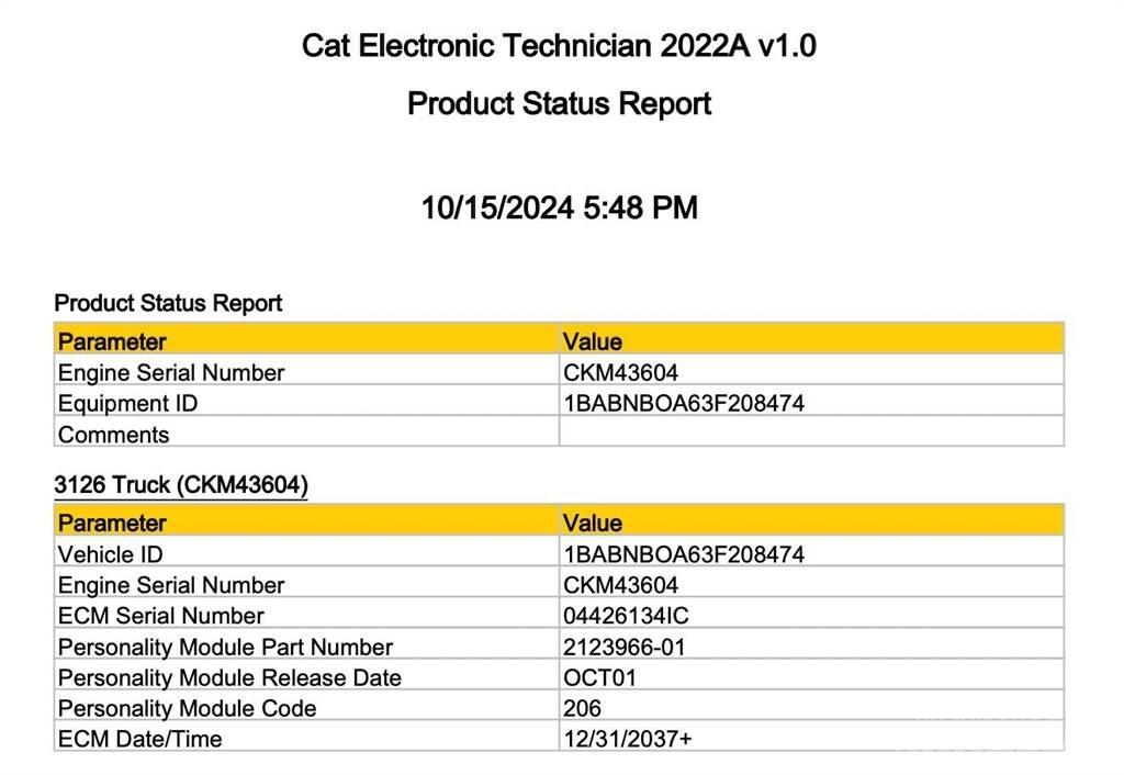 CAT 3126 Componenti elettroniche