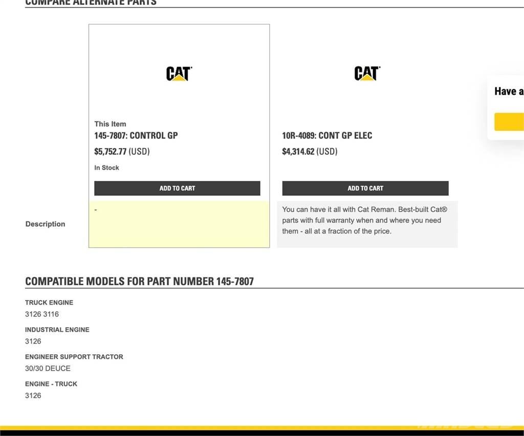 CAT 3126 Componenti elettroniche