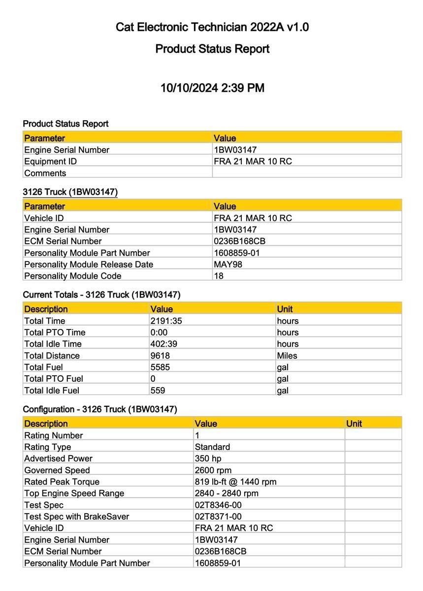 CAT 3126 Componenti elettroniche
