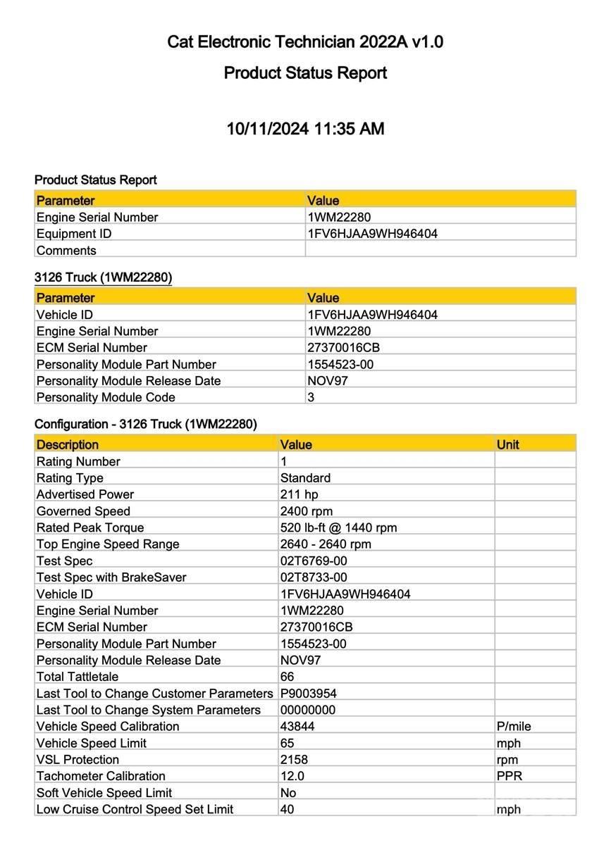CAT 3126 Componenti elettroniche