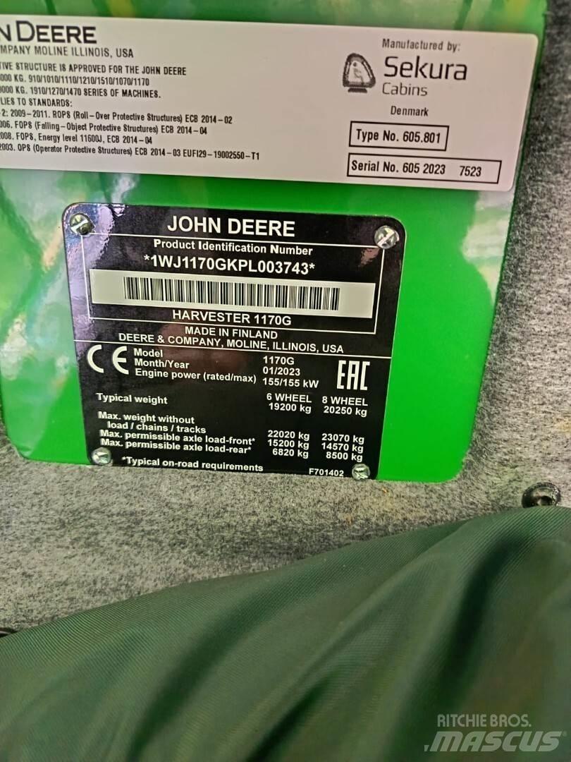 John Deere 1170G Abbattitrici, Disboscatrici