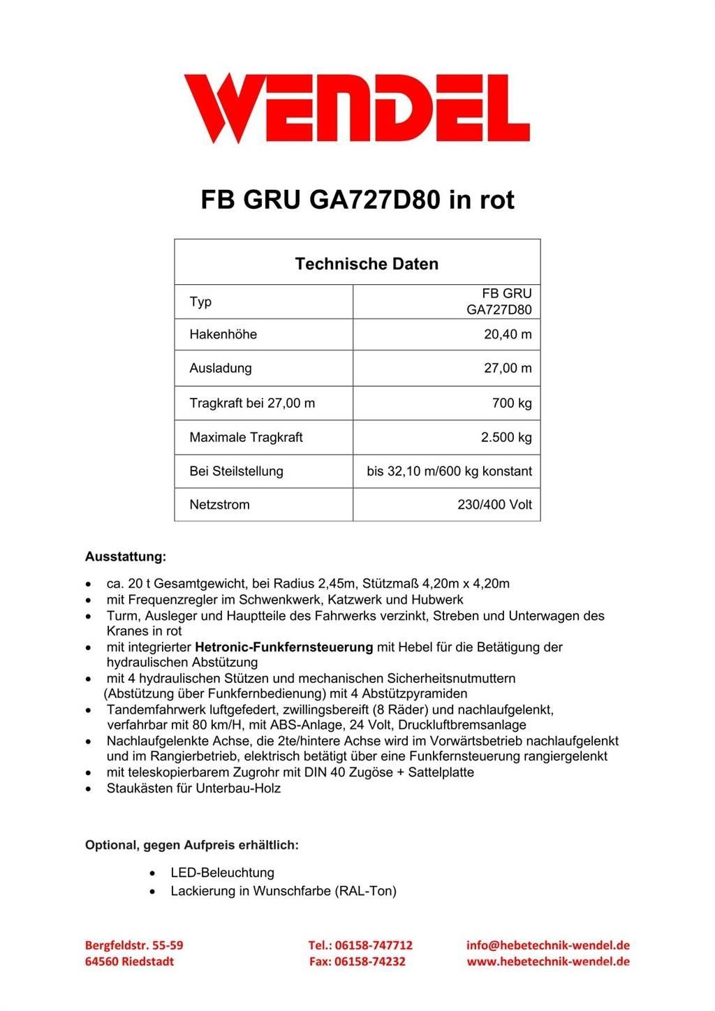 FB GRU GA727D80 Gru a torre