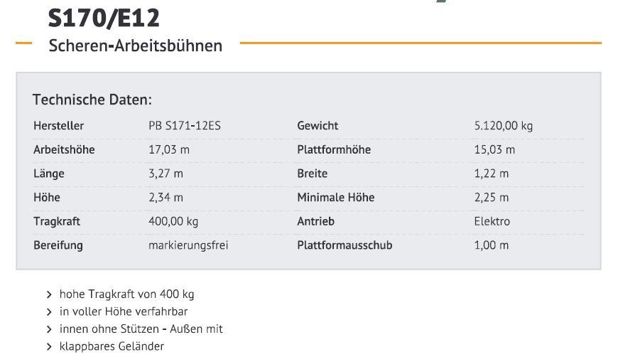 PB S171-12ES Piattaforme a pantografo
