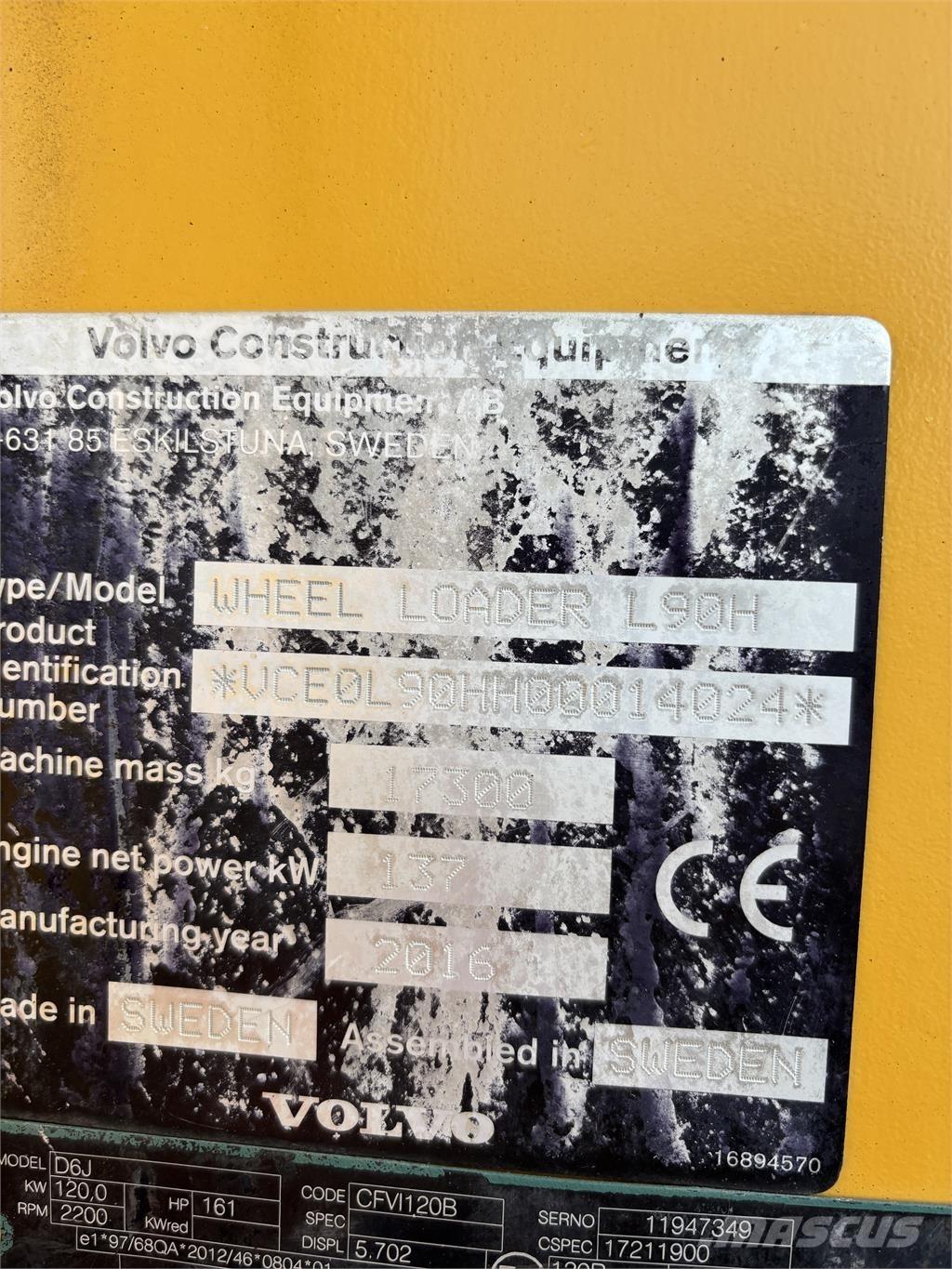 Volvo L90H Pale gommate