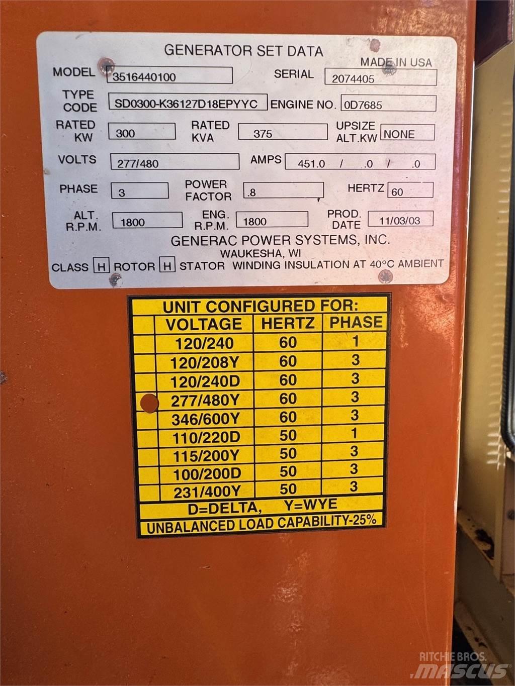 Generac SD300 Generatori diesel