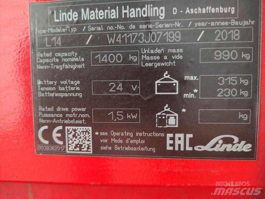 Linde L14i Transpallet uomo a terra