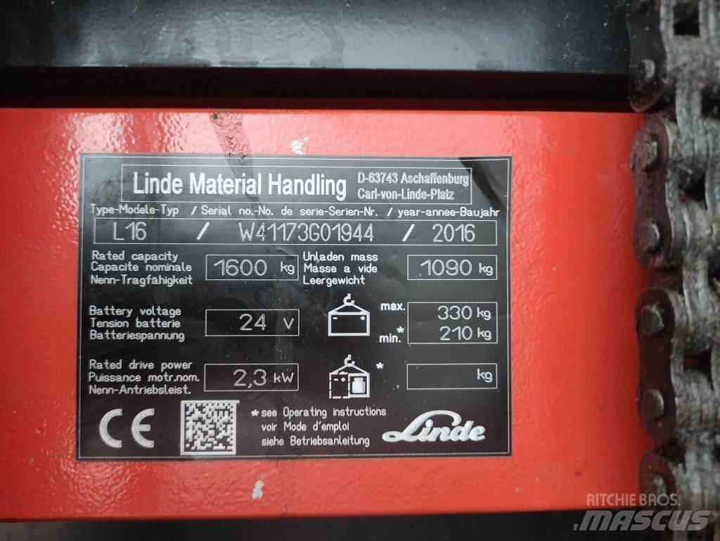 Linde L16i-1173 Transpallet uomo a terra