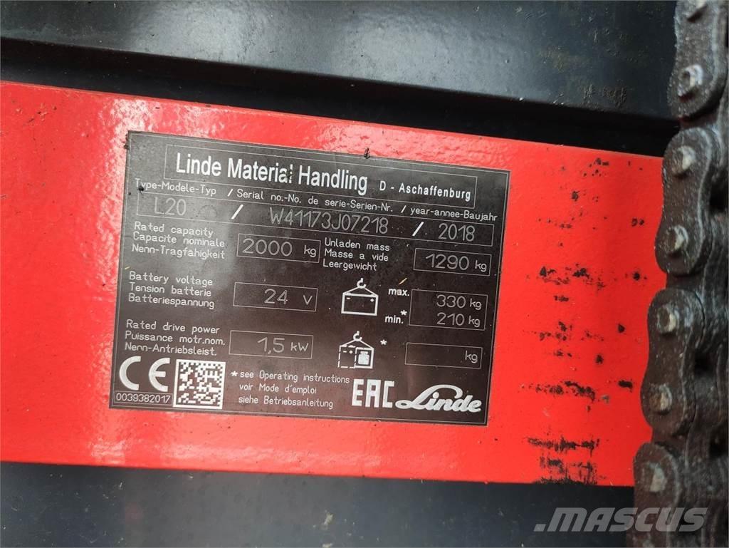 Linde L20i-1173 Transpallet uomo a terra