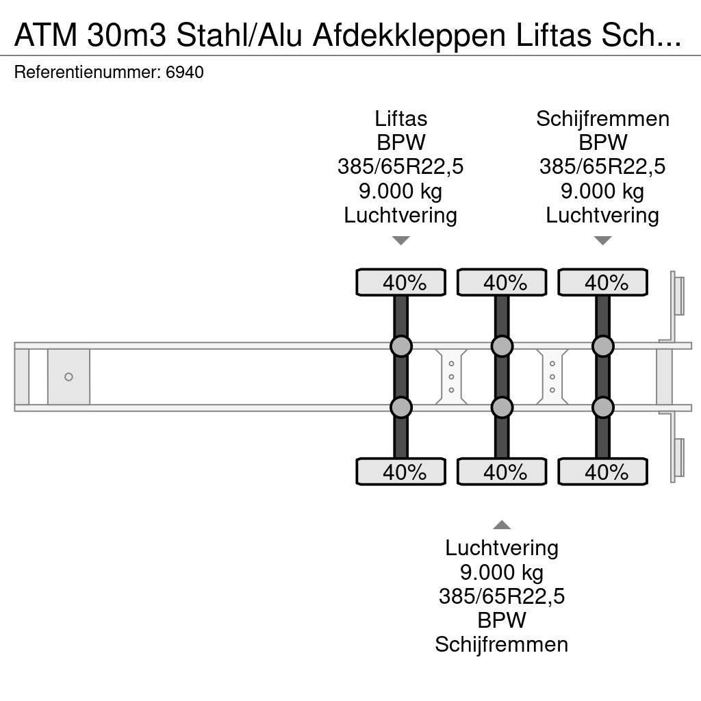ATM 30m3 Stahl/Alu Afdekkleppen Liftas Scheibenbremsen Semirimorchi a cassone ribaltabile