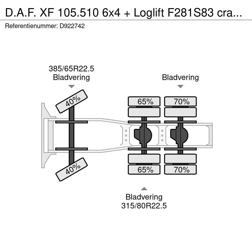 DAF XF 105.510 6x4 + Loglift F281S83 crane / timber tr Motrici e Trattori Stradali