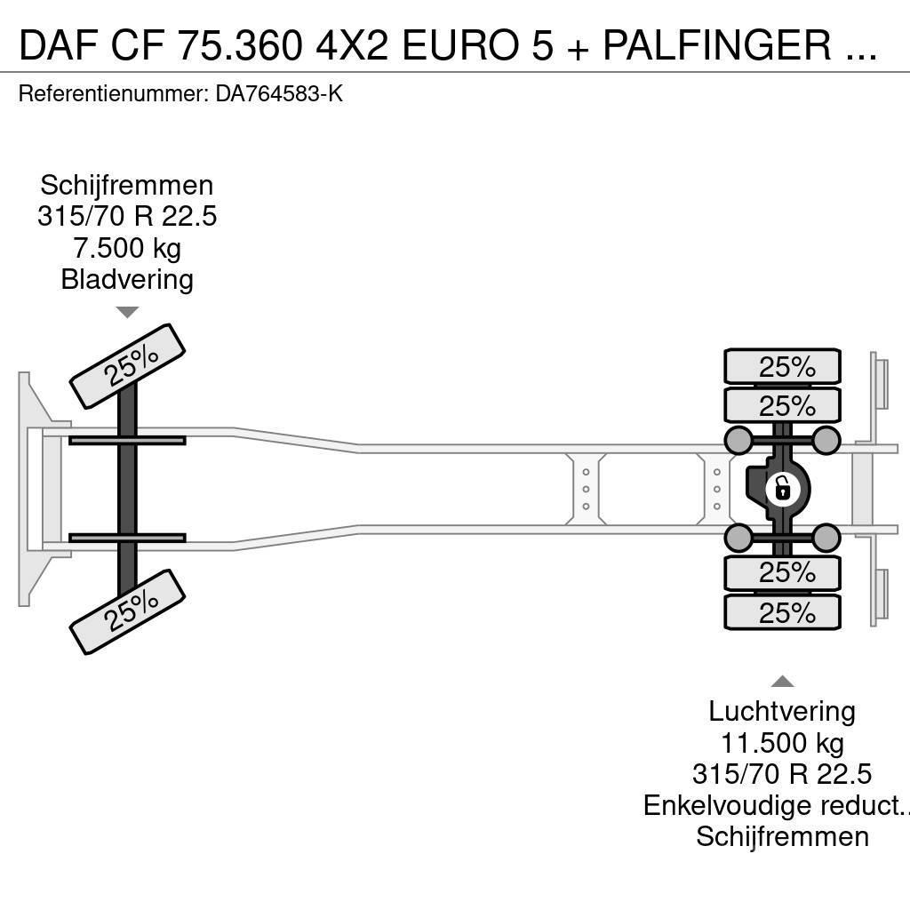 DAF CF 75.360 4X2 EURO 5 + PALFINGER PK15500 Camion con sponde ribaltabili