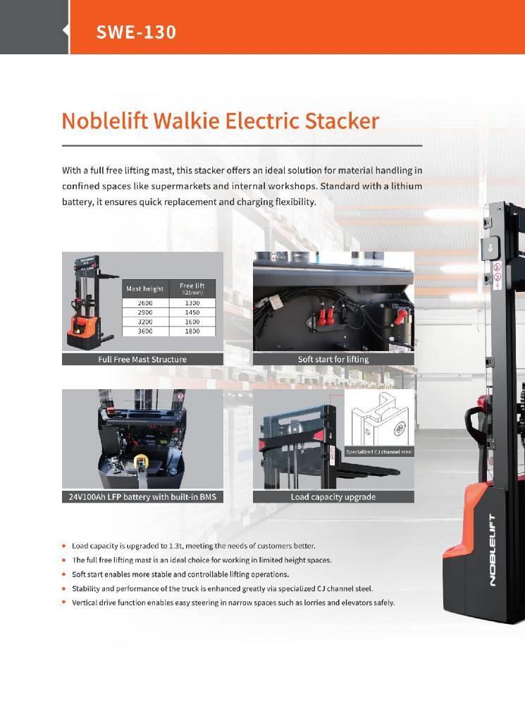 Noblelift SWE130 li-ion Pedestrian stacker