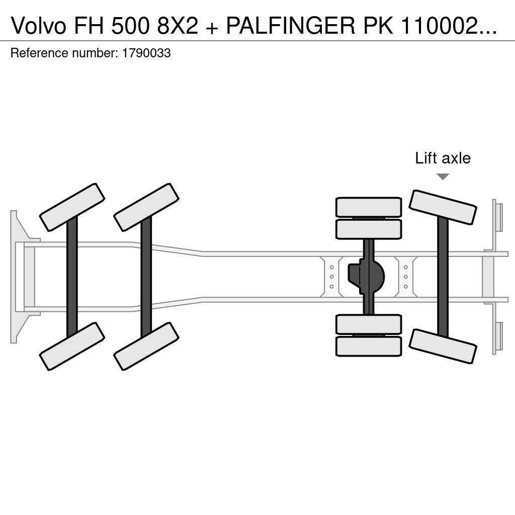 Volvo FH 500 8X2 + PALFINGER PK 110002-SH G + JIB PJ 125 Autogru