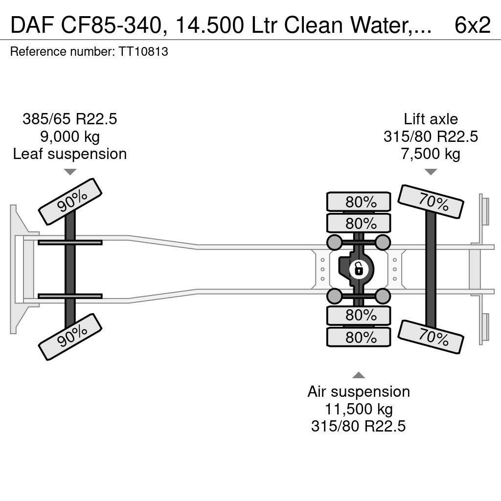 DAF CF85-340, 14.500 Ltr Clean Water, High-Pressure, E Cisterna