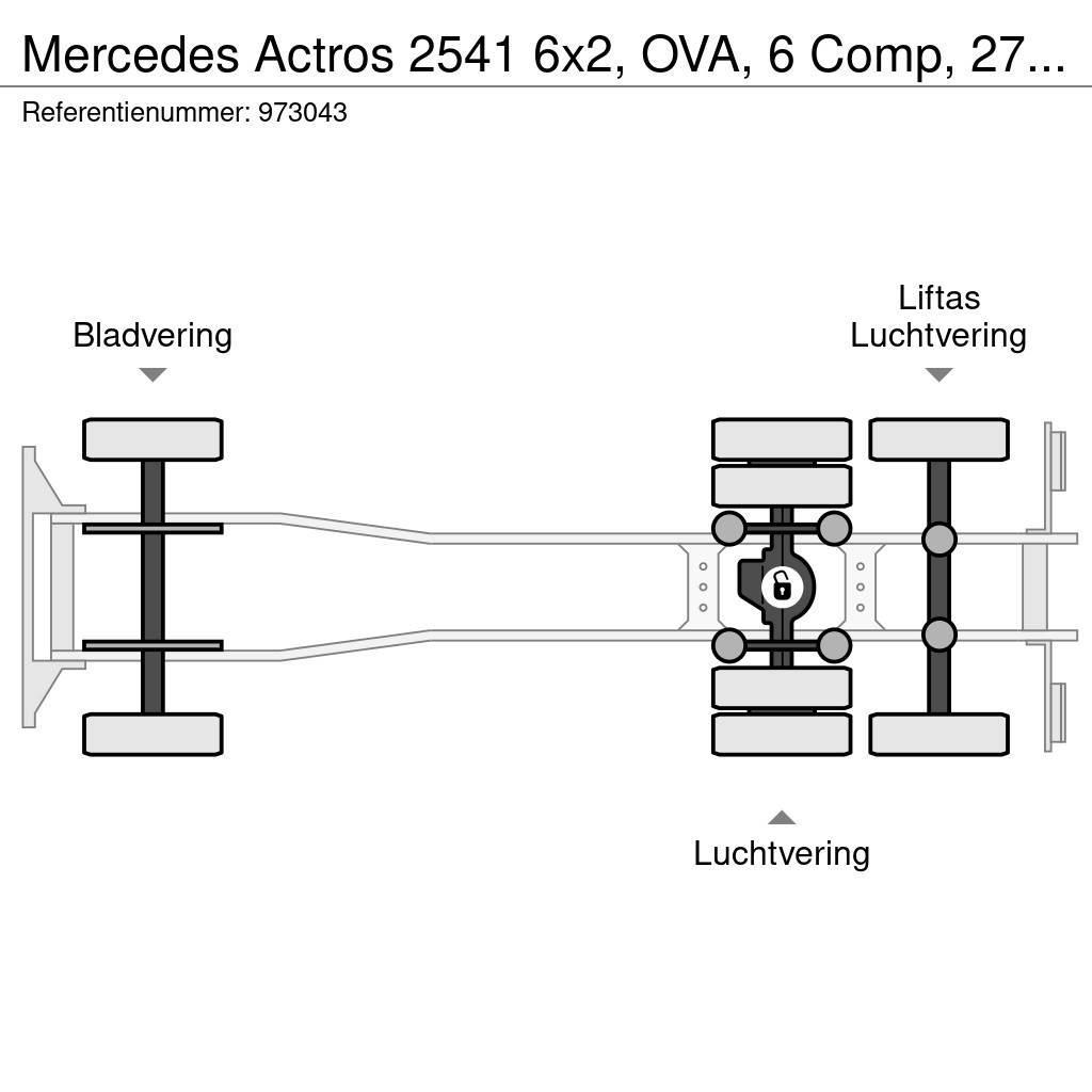 Mercedes-Benz Actros 2541 6x2, OVA, 6 Comp, 27 M3, 3 Pedals Cisterna