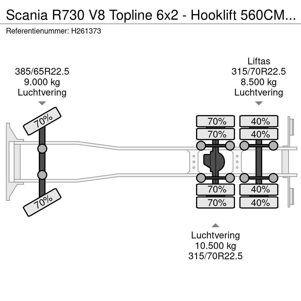 Scania R730 V8 Topline 6x2 - Hooklift 560CM - Custom in- Camion con gancio di sollevamento