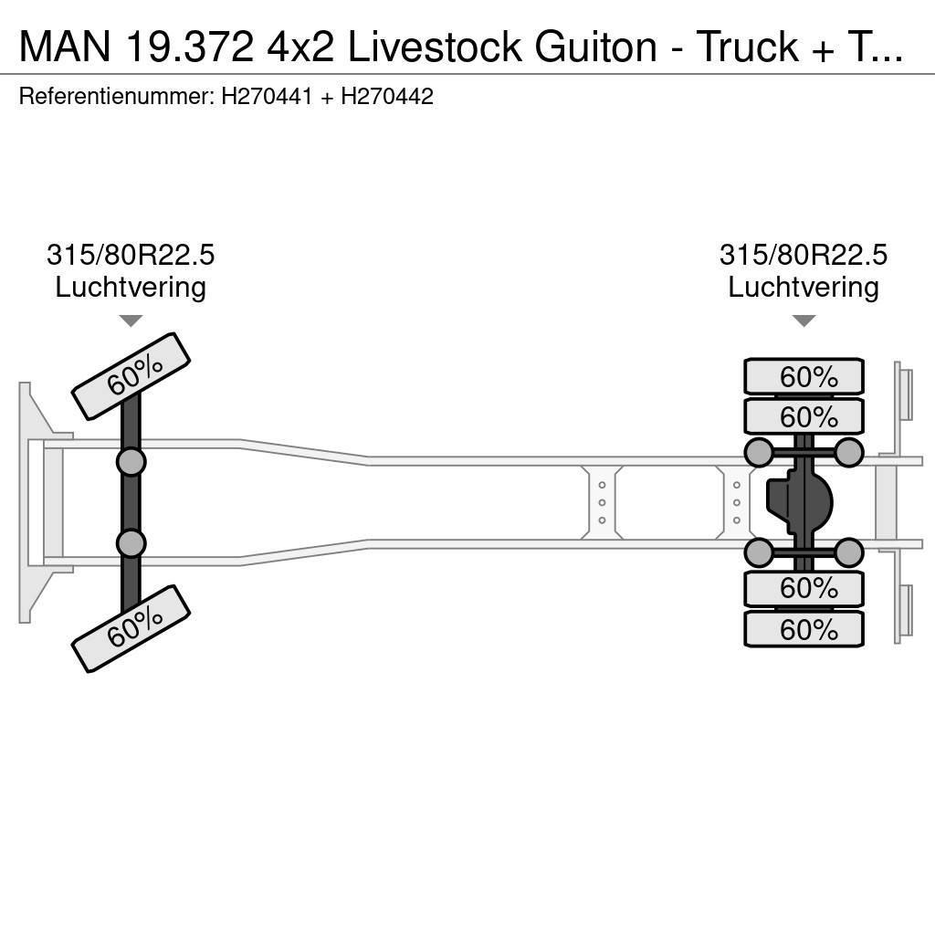 MAN 19.372 4x2 Livestock Guiton - Truck + Trailer - Ma Camion per trasporto animali