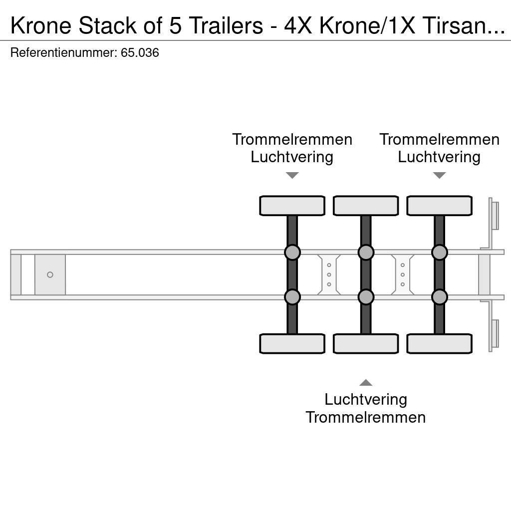 Krone Stack of 5 Trailers - 4X Krone/1X Tirsan ( STANDAR Semirimorchi tautliner