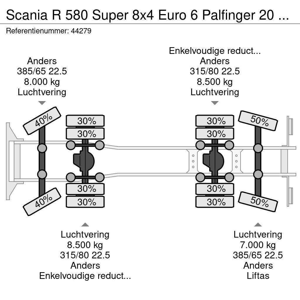 Scania R 580 Super 8x4 Euro 6 Palfinger 20 Ton haakarmsys Camion con gancio di sollevamento