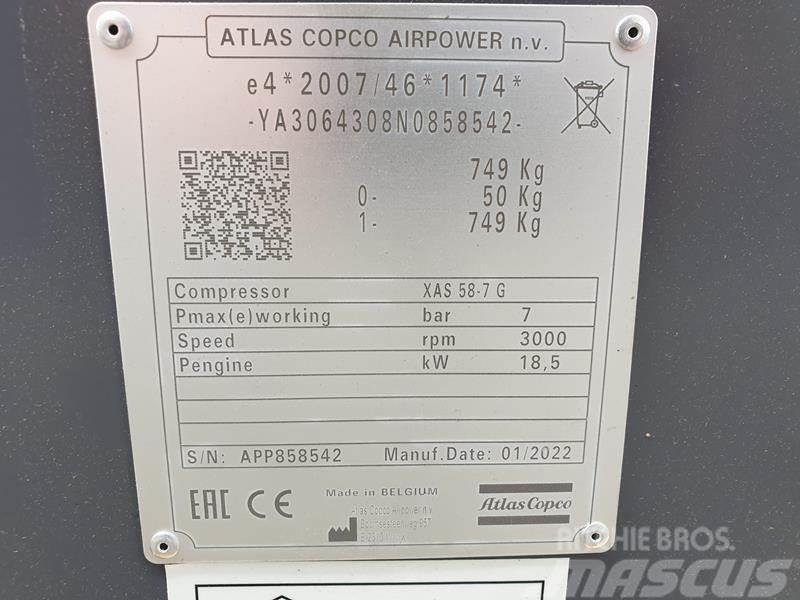 Atlas Copco XAS 58-7 G 6 WHEELS N.B. Compressori