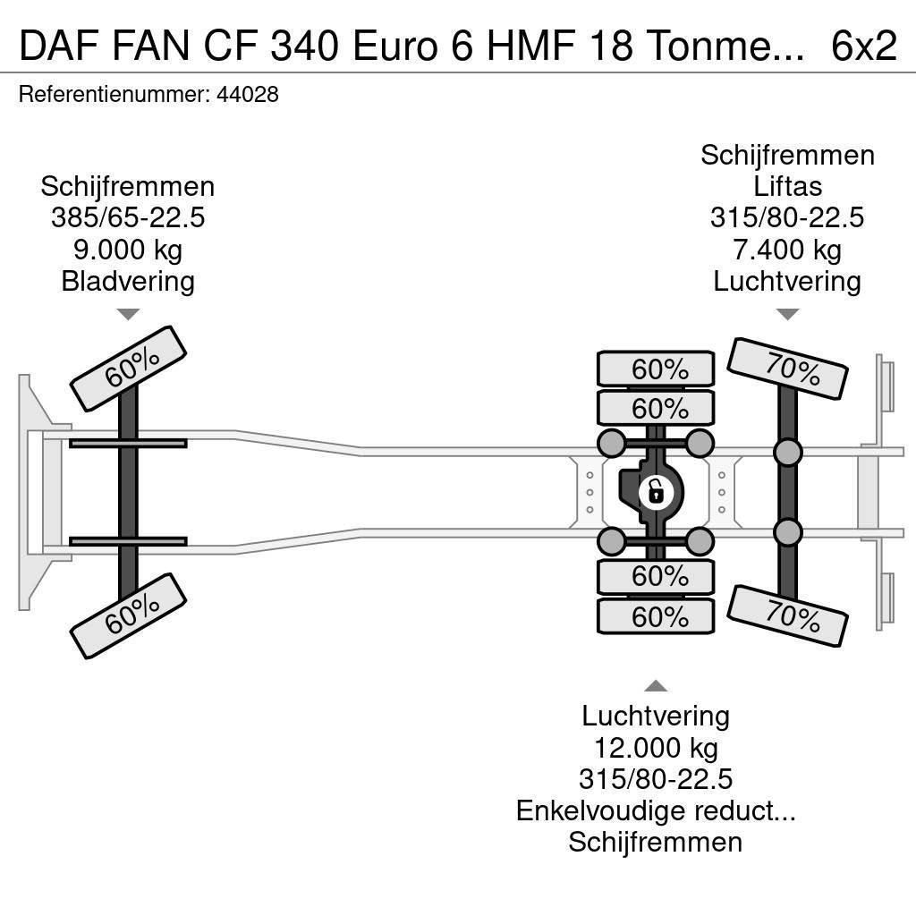 DAF FAN CF 340 Euro 6 HMF 18 Tonmeter laadkraan met li Camion con gancio di sollevamento