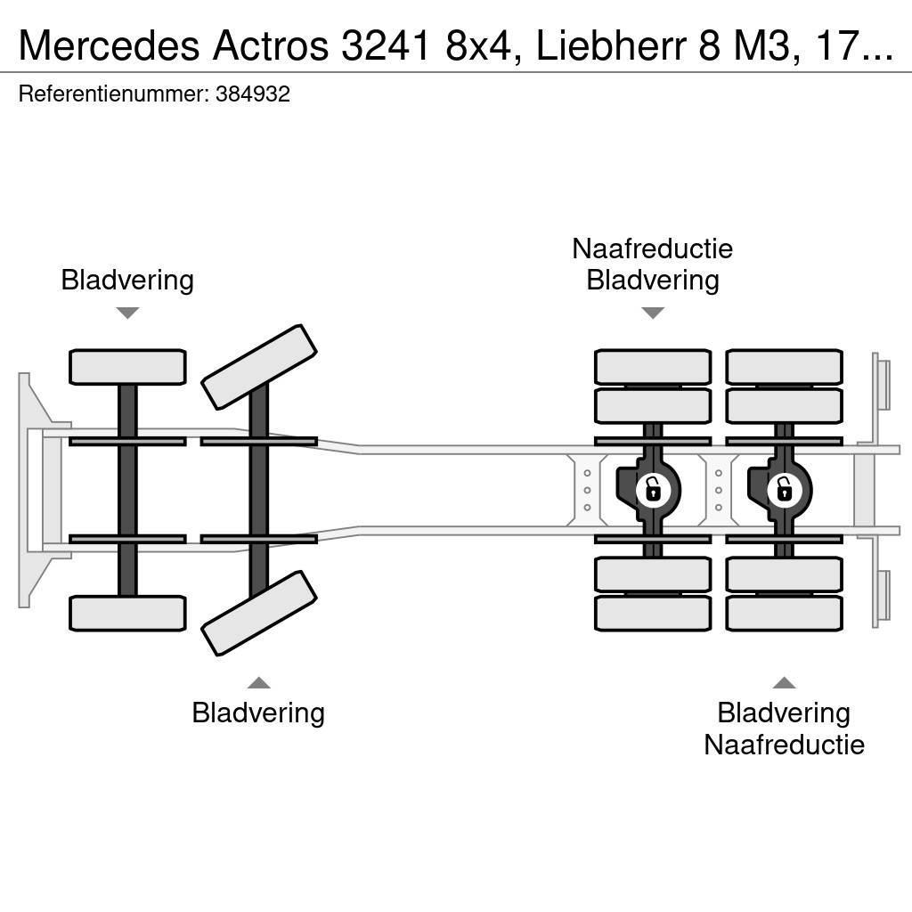 Mercedes-Benz Actros 3241 8x4, Liebherr 8 M3, 17 mtr belt, Remot Betoniere