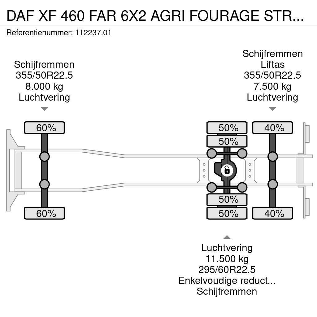 DAF XF 460 FAR 6X2 AGRI FOURAGE STRO MASCHINEN MACHINE Camion con sponde ribaltabili