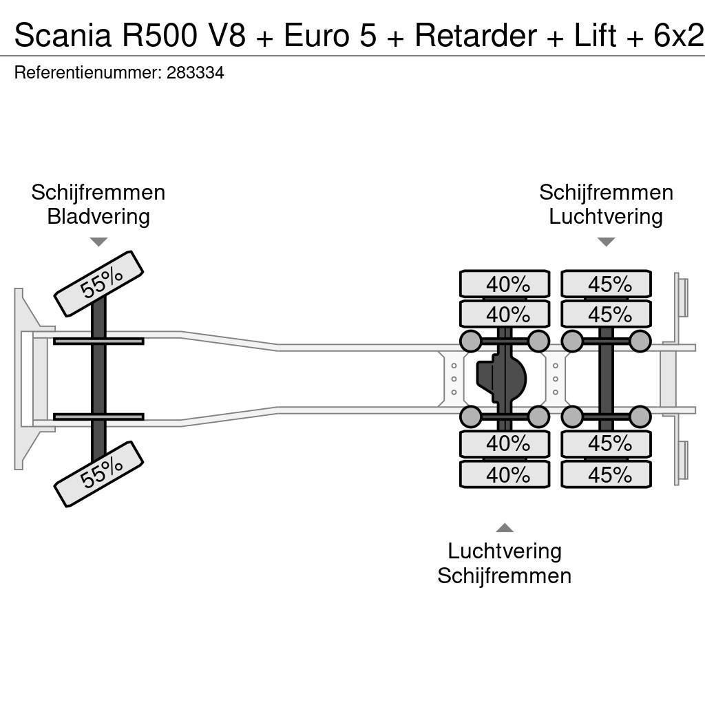 Scania R500 V8 + Euro 5 + Retarder + Lift + 6x2 Motrici centinate