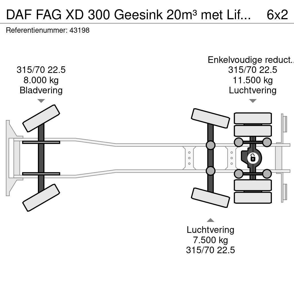 DAF FAG XD 300 Geesink 20m³ met Liftmate Instaplift Camion dei rifiuti