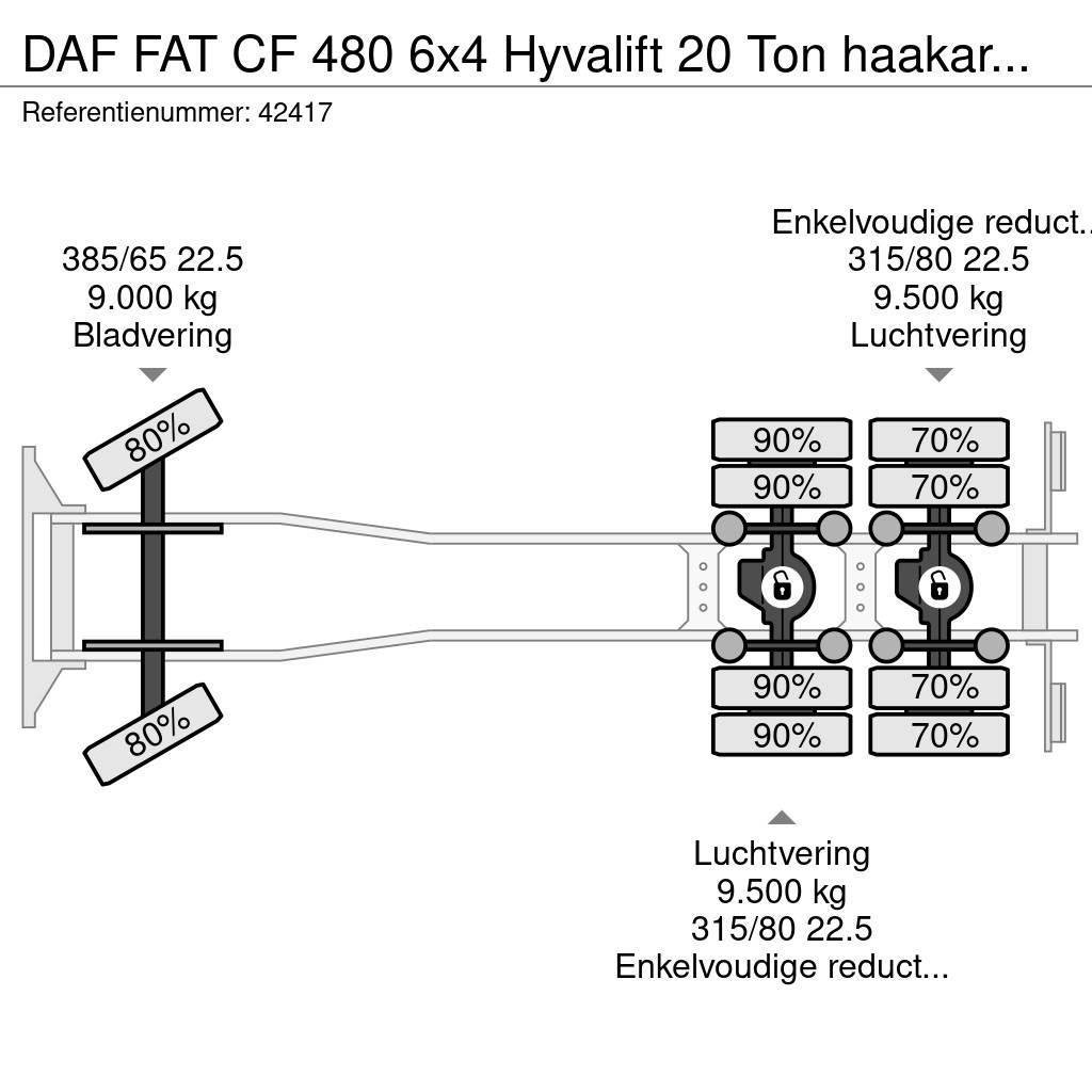 DAF FAT CF 480 6x4 Hyvalift 20 Ton haakarmsysteem Camion con gancio di sollevamento
