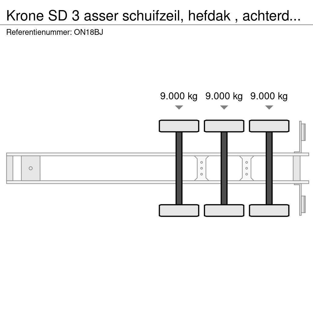 Krone SD 3 asser schuifzeil, hefdak , achterdeuren, 5 st Semirimorchi tautliner