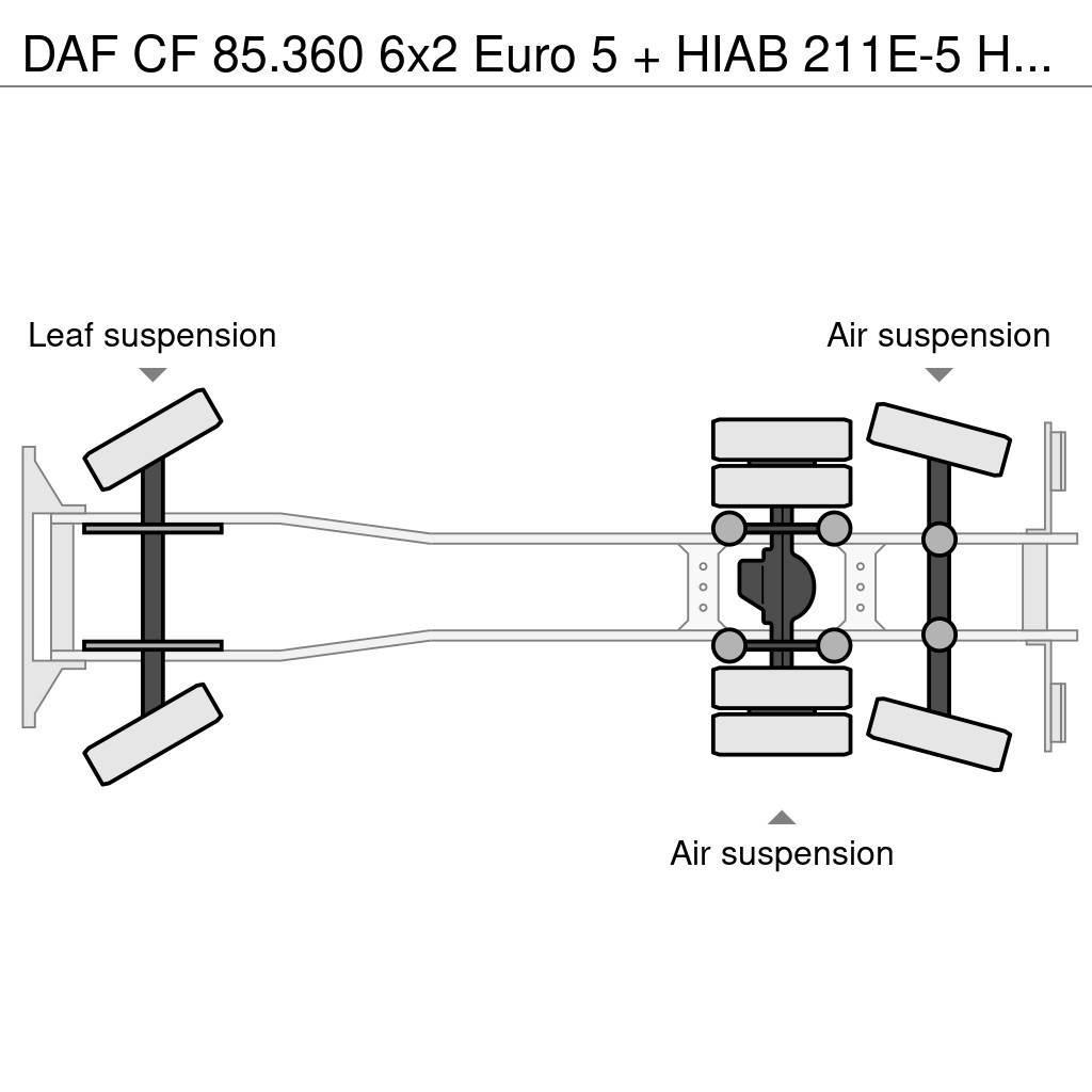 DAF CF 85.360 6x2 Euro 5 + HIAB 211E-5 HIPRO Camion con sponde ribaltabili